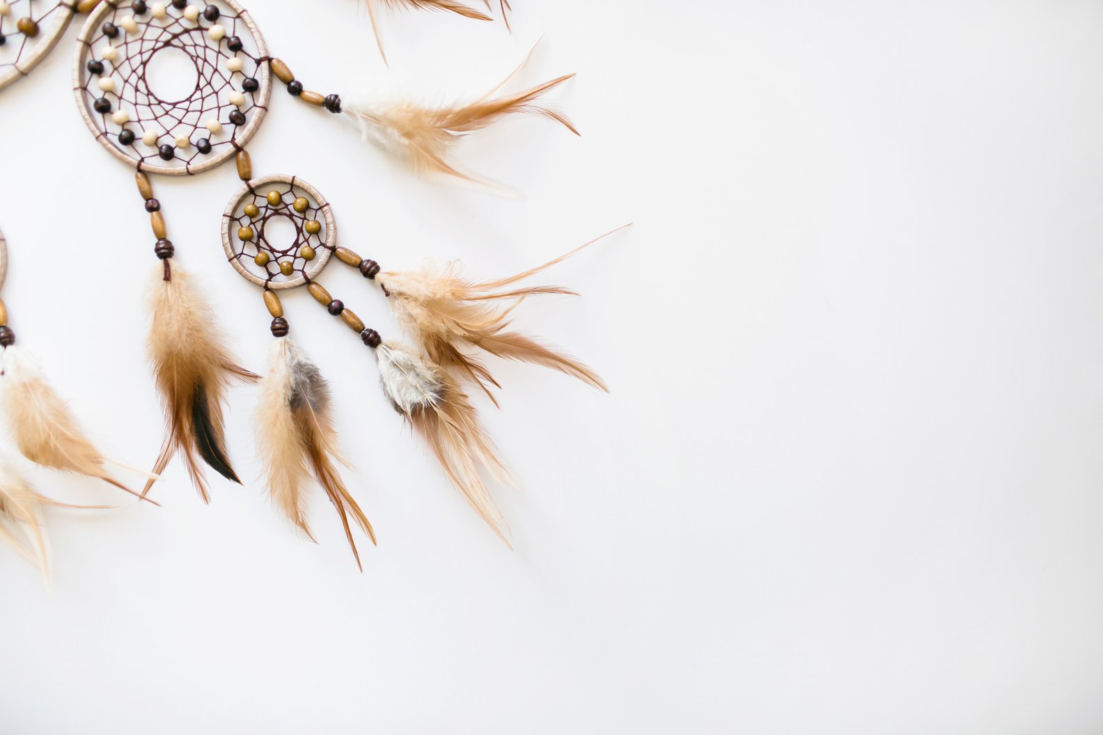 Handmade dreamcatcher on white background